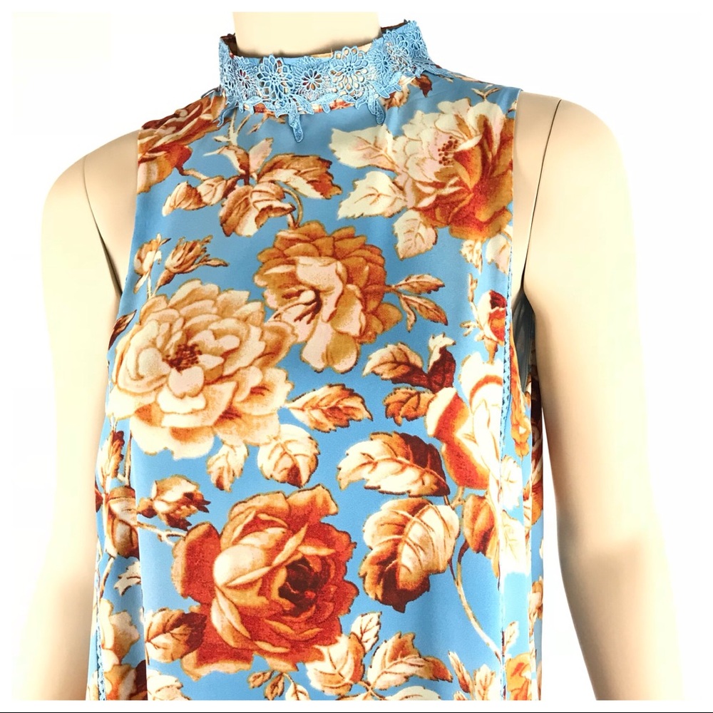 Crochet Lace High Neck Cutout Floral Swing Dress - Picture 5 of 8